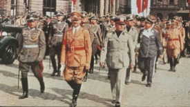 Na Alemanha, Mussolini e Hitler em Monique, 1938.