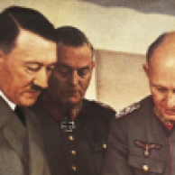 Na Segunda Guerra Mundial, Alemanha. Hitler, Von Keitel e Jodl de uniforme
